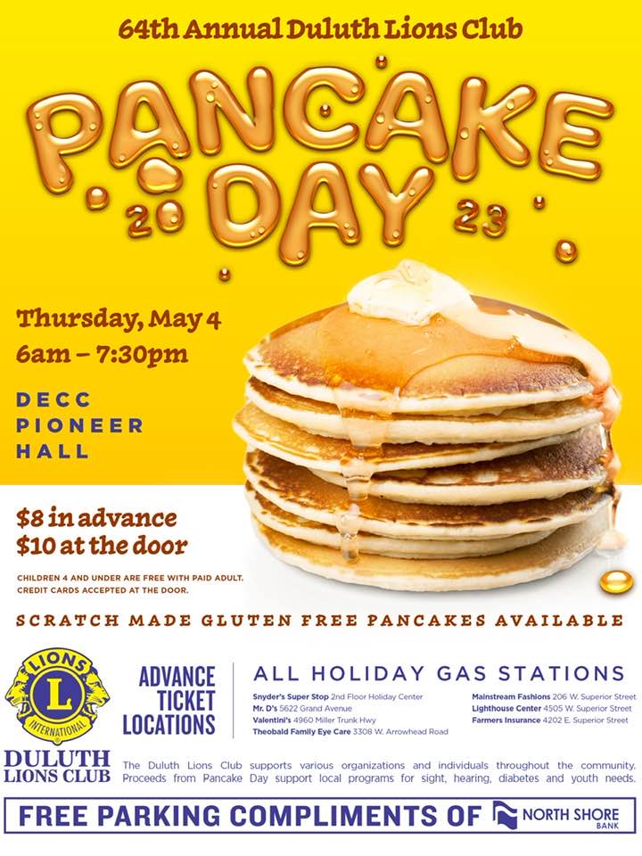 Poster for pancake day, all text included on the left side of the page.